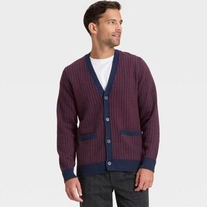 Men's Goodfellow & Co Burgundy Stripe Cardigan Sweater Multiple sizes S to XXL